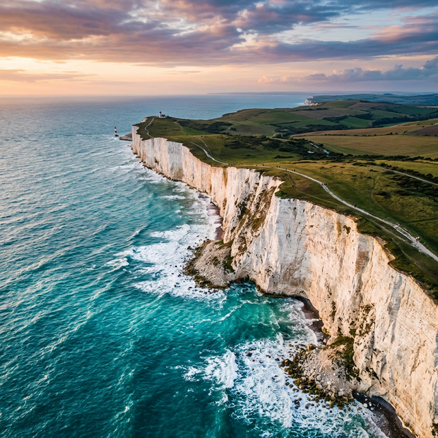Aero 3 Lite 4K drone flying above dramatic UK coastal cliffs