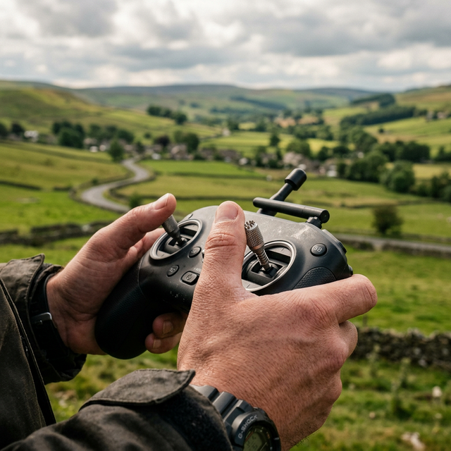 Family enjoying flying drones in a UK park