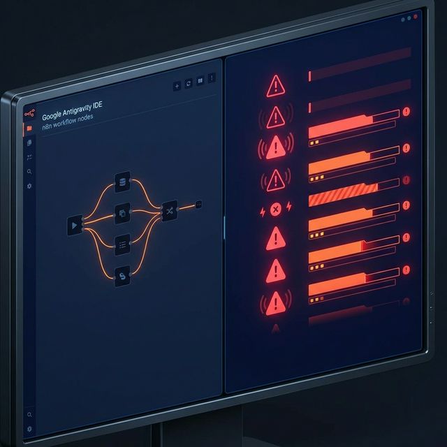 Antigravity IDE showing n8n workflow configuration errors being fixed by ag8n skill pack