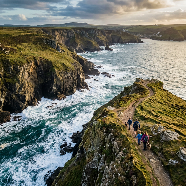 Aero 1 Lite mini drone hovering over UK countryside at golden hour