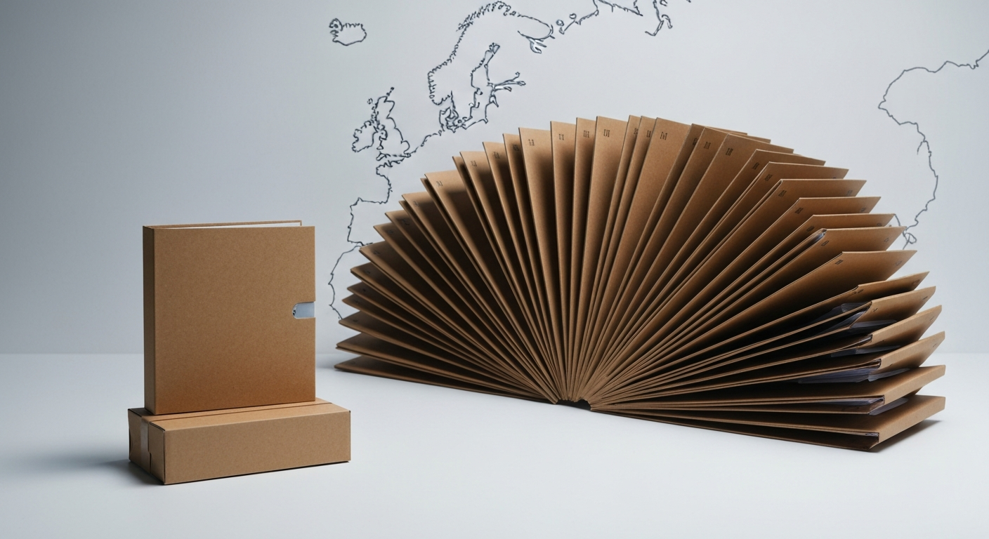 German LUCID packaging registration file beside EU-wide PPWR registration folders for 2026
