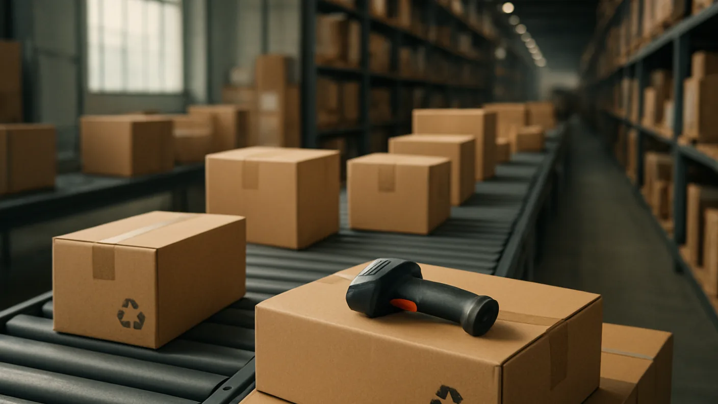 Parcels moving along a conveyor in a fulfilment warehouse, the route most overseas sellers use to reach UK households
