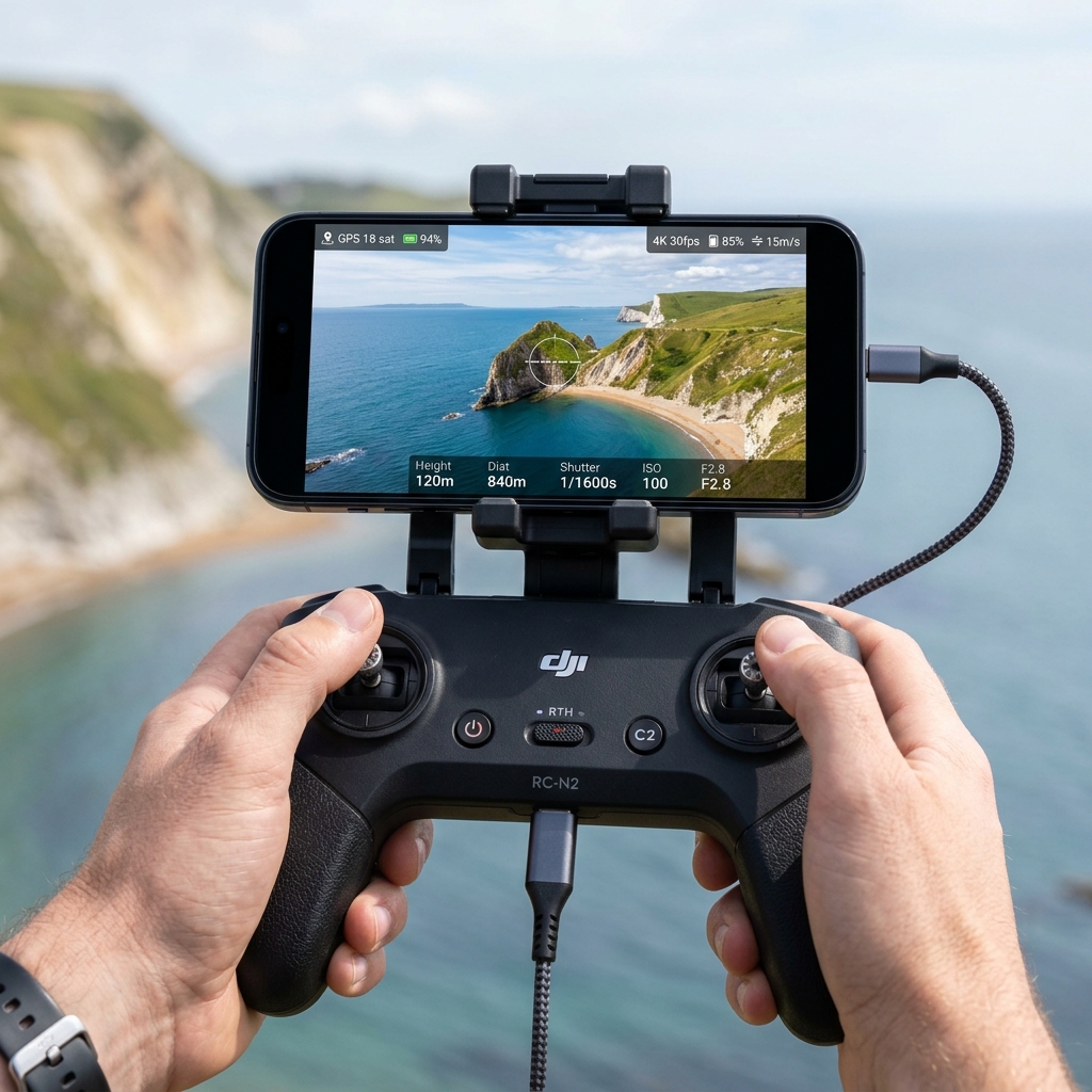 Aero 3 Lite drone capturing aerial photography over UK countryside