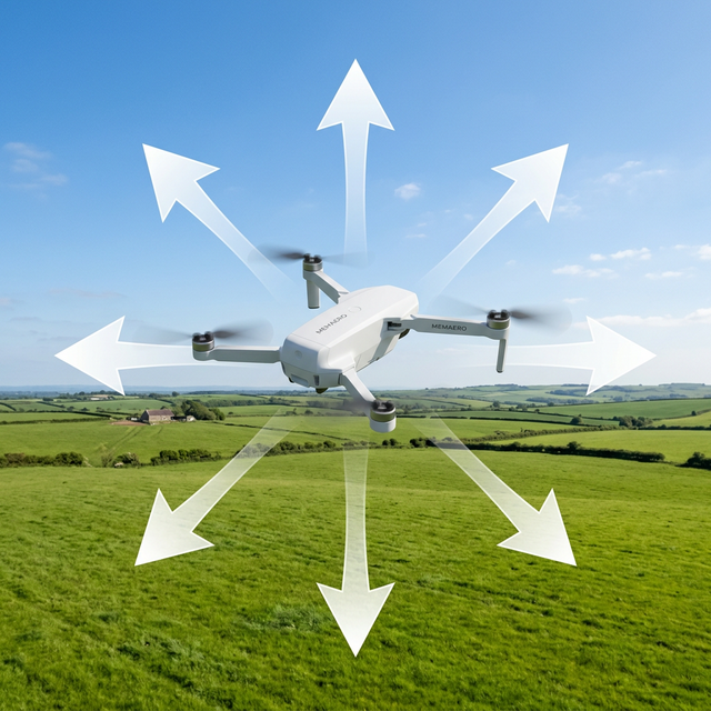 Aero 1 Lite mini drone hovering over UK countryside at golden hour