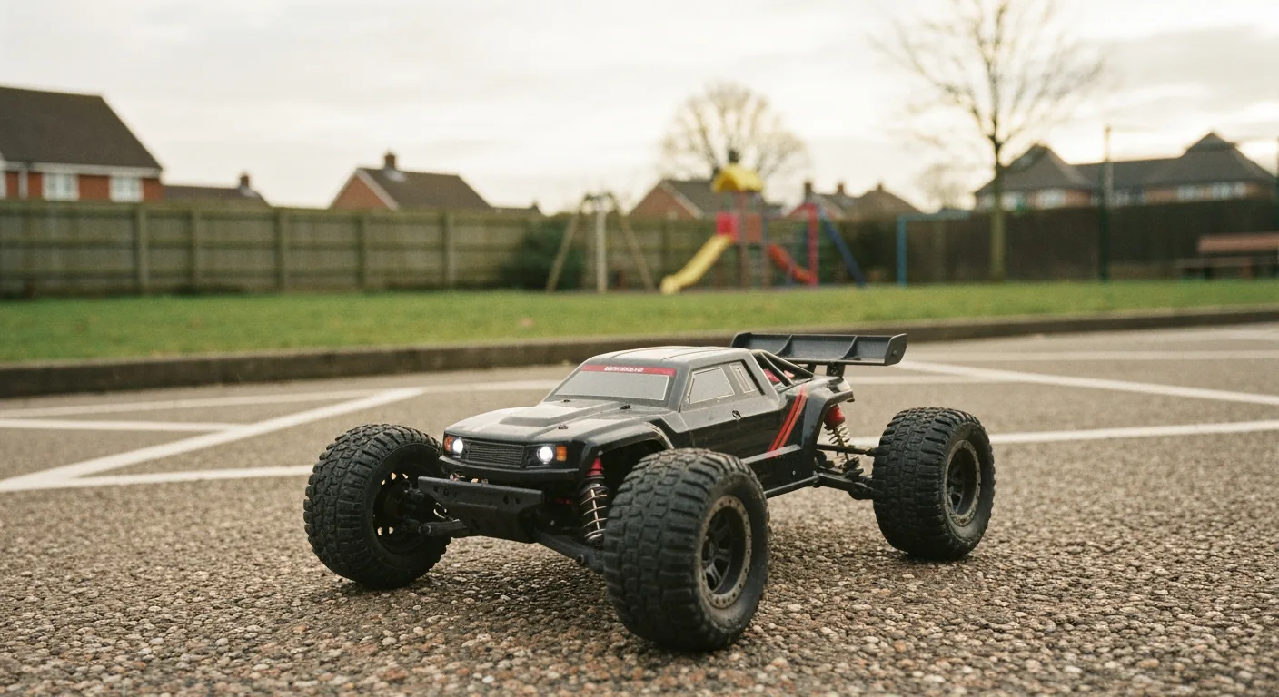 Parent and child opening RC car Christmas present together — MemTrex as a UK Christmas gift
