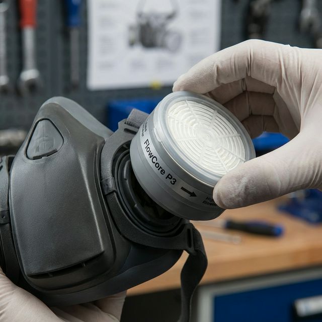 Exploded view of the multi-layer HEPA-style filtration media inside a FlowCore unit.