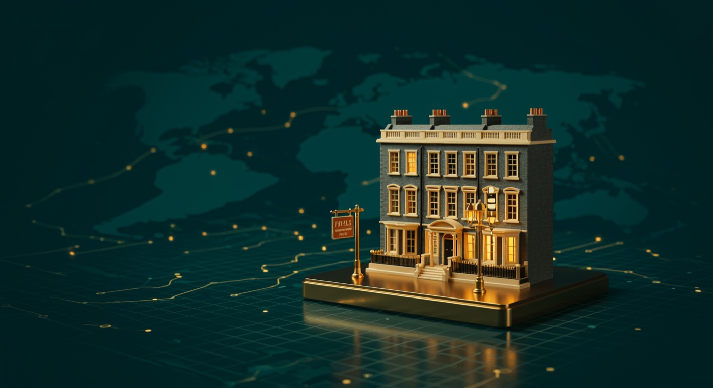 Prime London Belgravia terrace architectural model with brass For Sale signage