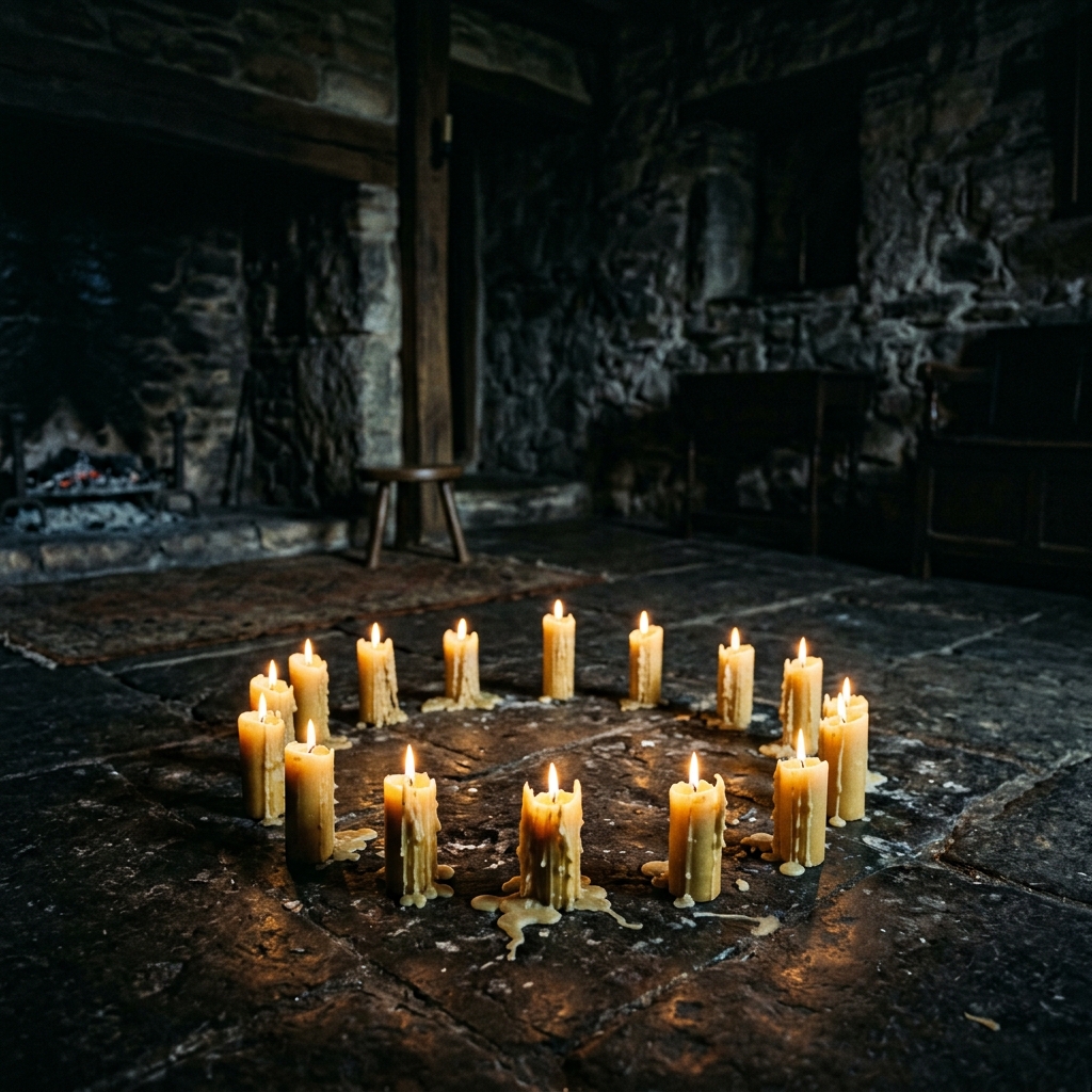 Candlelight vigil during a Highland Late Wake ceremony