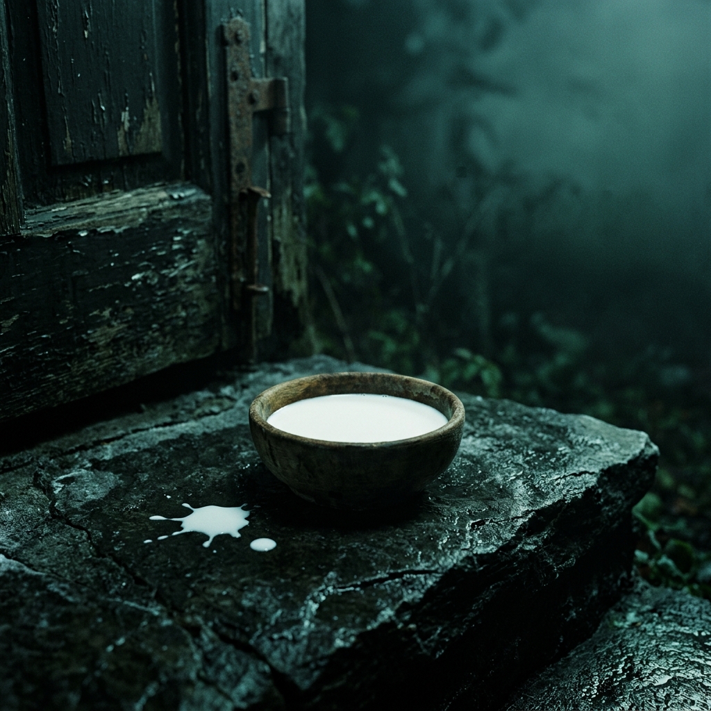 A milk saucer placed at the threshold to ward off the Cait Sìth during a funeral vigil