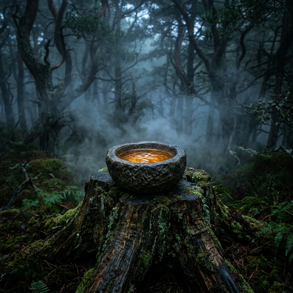 A traditional offering vessel of the kind used to present milk to the Cait Sìth at Samhain