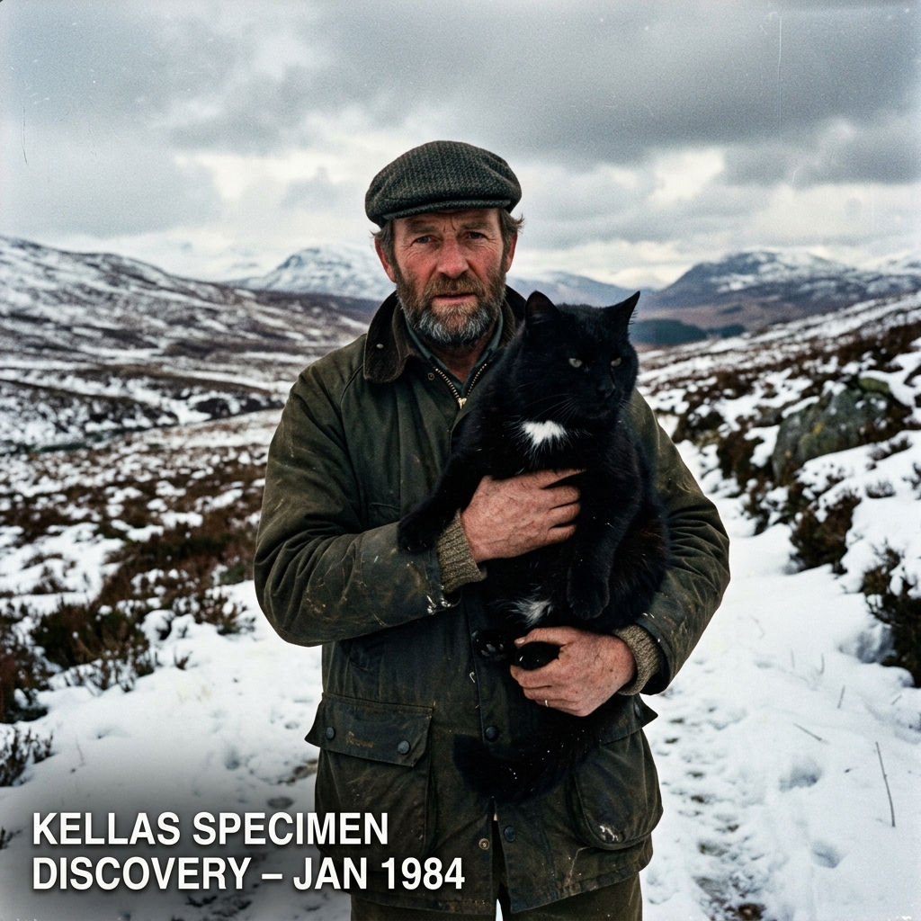 The first documented Kellas cat specimen, captured near the village of Kellas in Moray, 1984