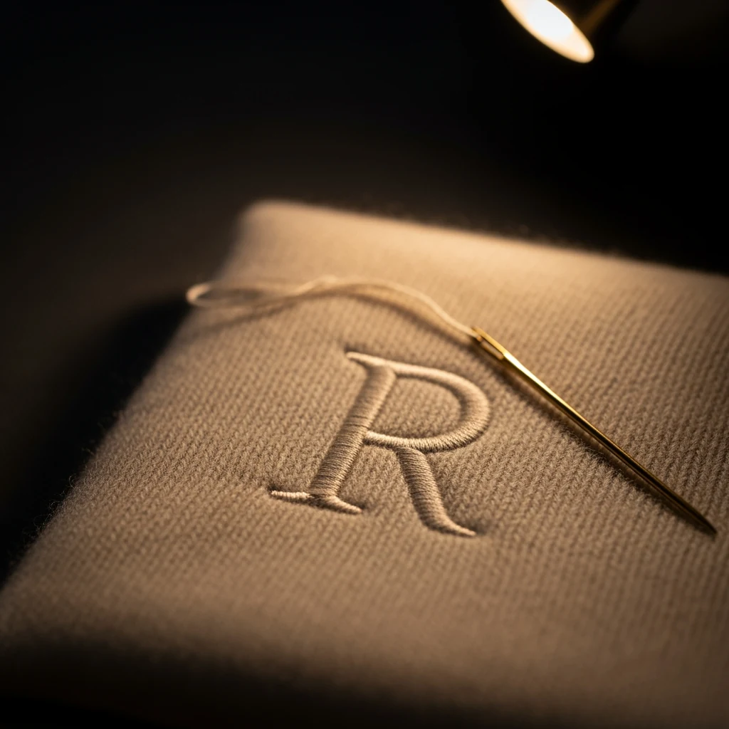 Close detail of brass nursery hook, hand-knit wool blanket and a folded linen ribbon on an oak nightstand under amber lamplight.