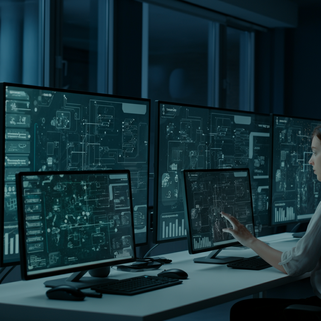 Ai Agent Workflows displayed on large office screens, showing structured node configuration and collaborative workflow setup for reliable automation.