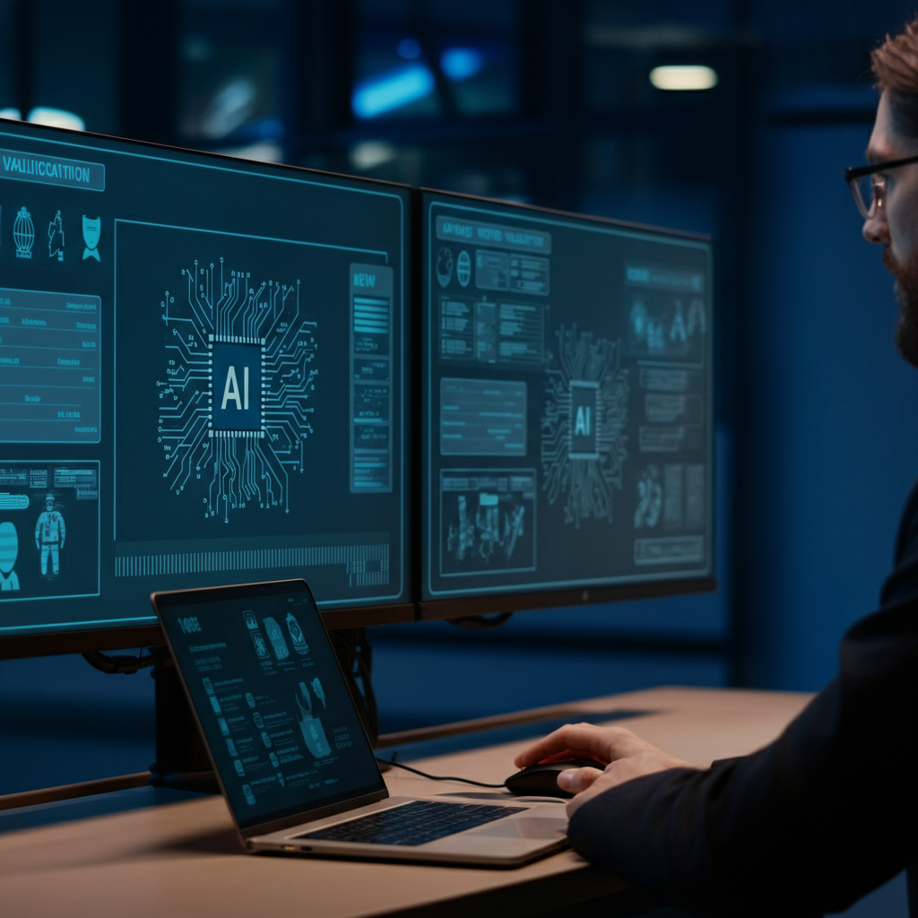 Ai Agent Workflows visual showing developers reviewing workflow validation diagrams in a British tech office, highlighting key validation steps and process reliability.