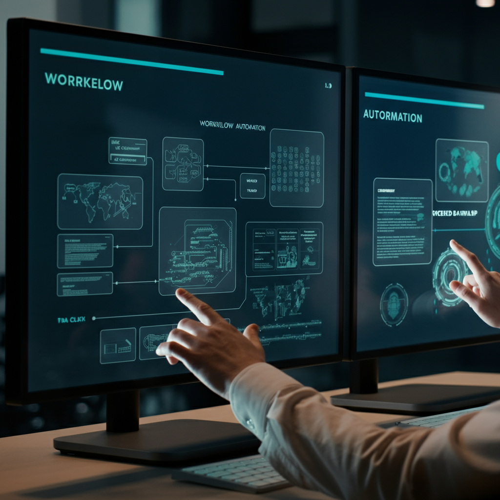 Workflow Automation Tool reliability visualised: British developers collaborating on complex workflow diagrams in a modern office to prevent automation crashes.