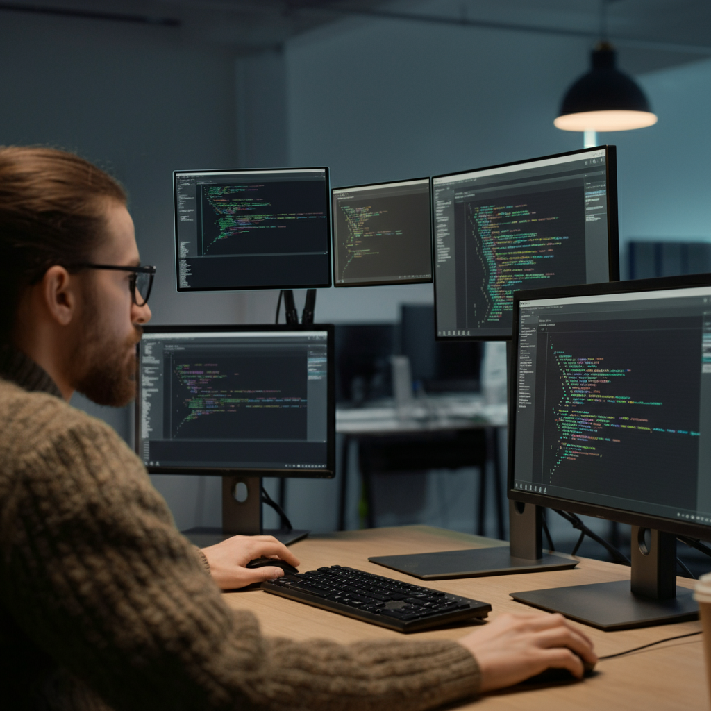 Understanding Shift Left Testing In Devops illustrated by British software engineers collaborating on early testing workflows in a modern office environment.