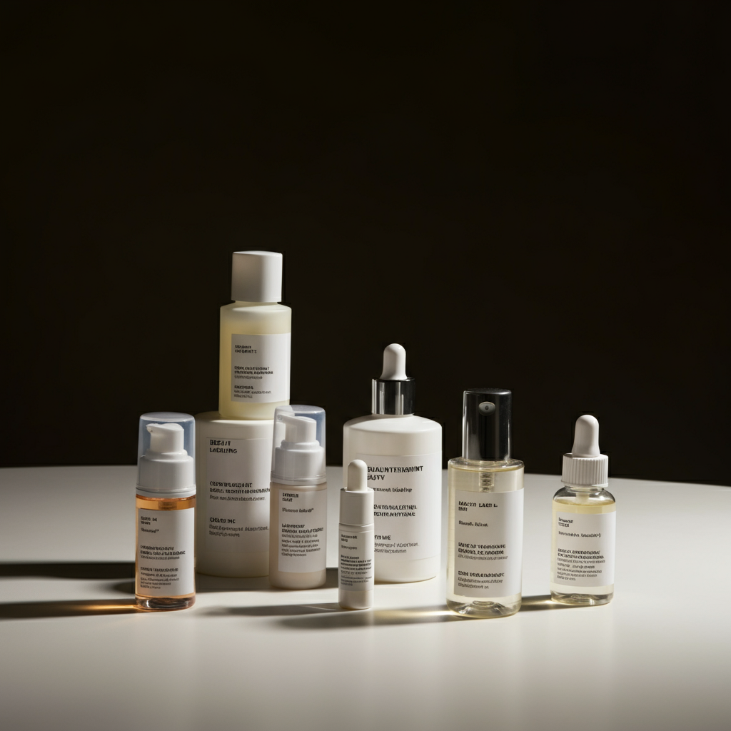 Commercial image of beauty product packaging showcasing Cosmetic Labeling Requirements, including ingredient lists and compliance details for Shopify brands in the EU.