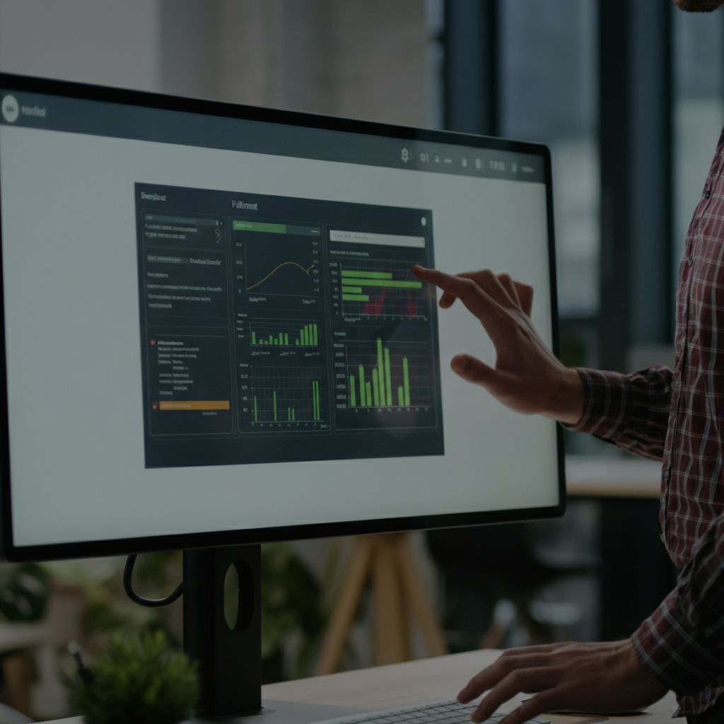 Business Analytics Tools dashboard in a UK fulfilment office, showing Amazon seller data and last-seen verification to help teams avoid stale leads.