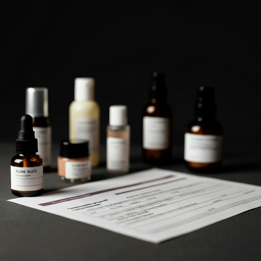 Key documentation and cosmetic products representing the 10 cosmetic compliance actions Chinese sellers must take to export to the EU.