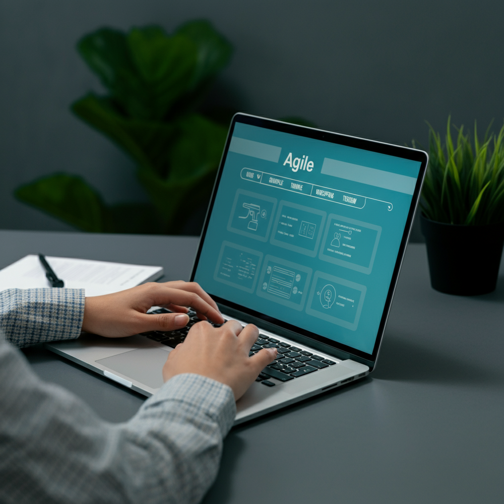 Team members' hands collaborating on agile workflow cards and sticky notes in a modern office, demonstrating best practices for scaling agile teams.