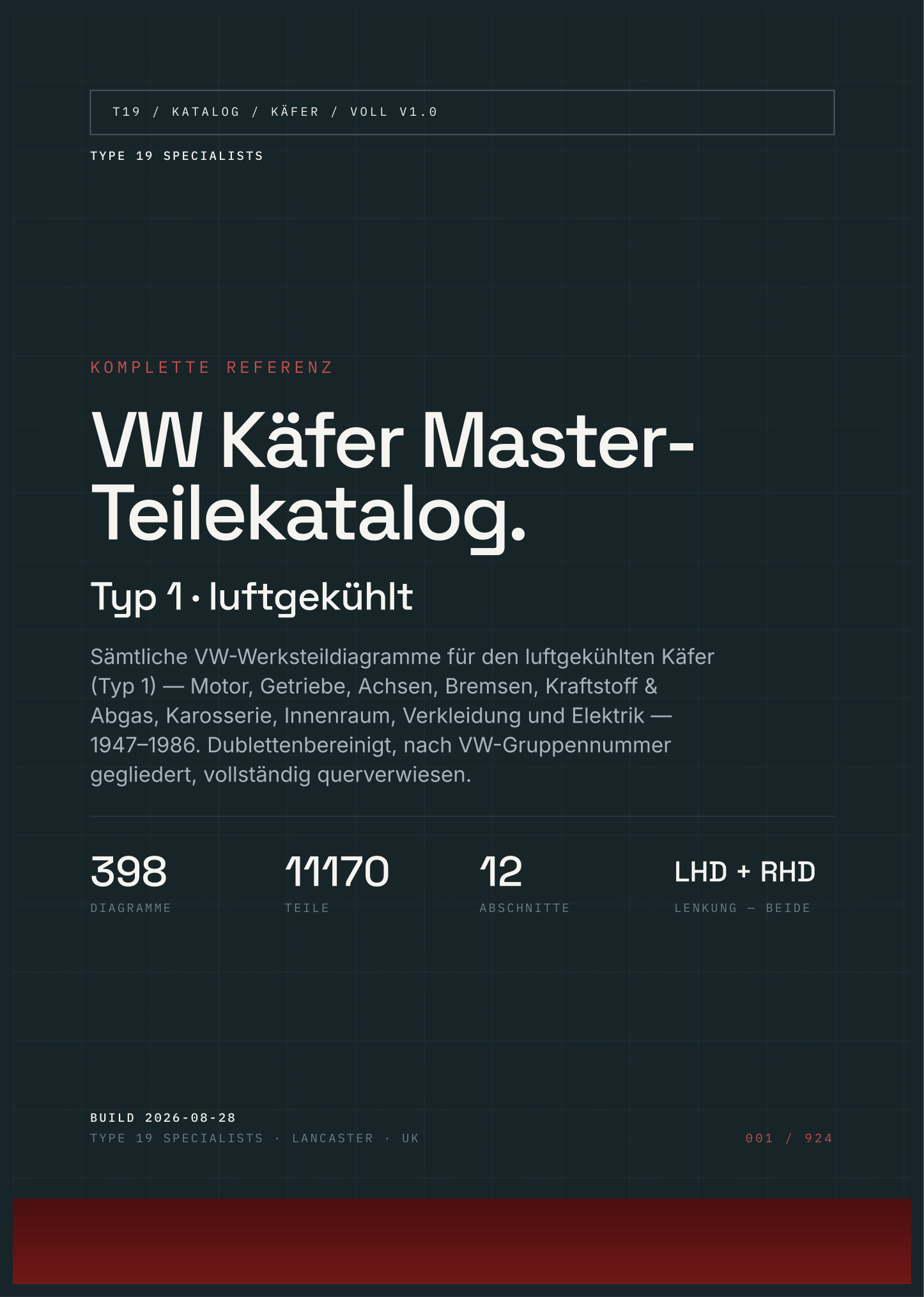 VW Käfer Master-Teilekatalog — Titelseite