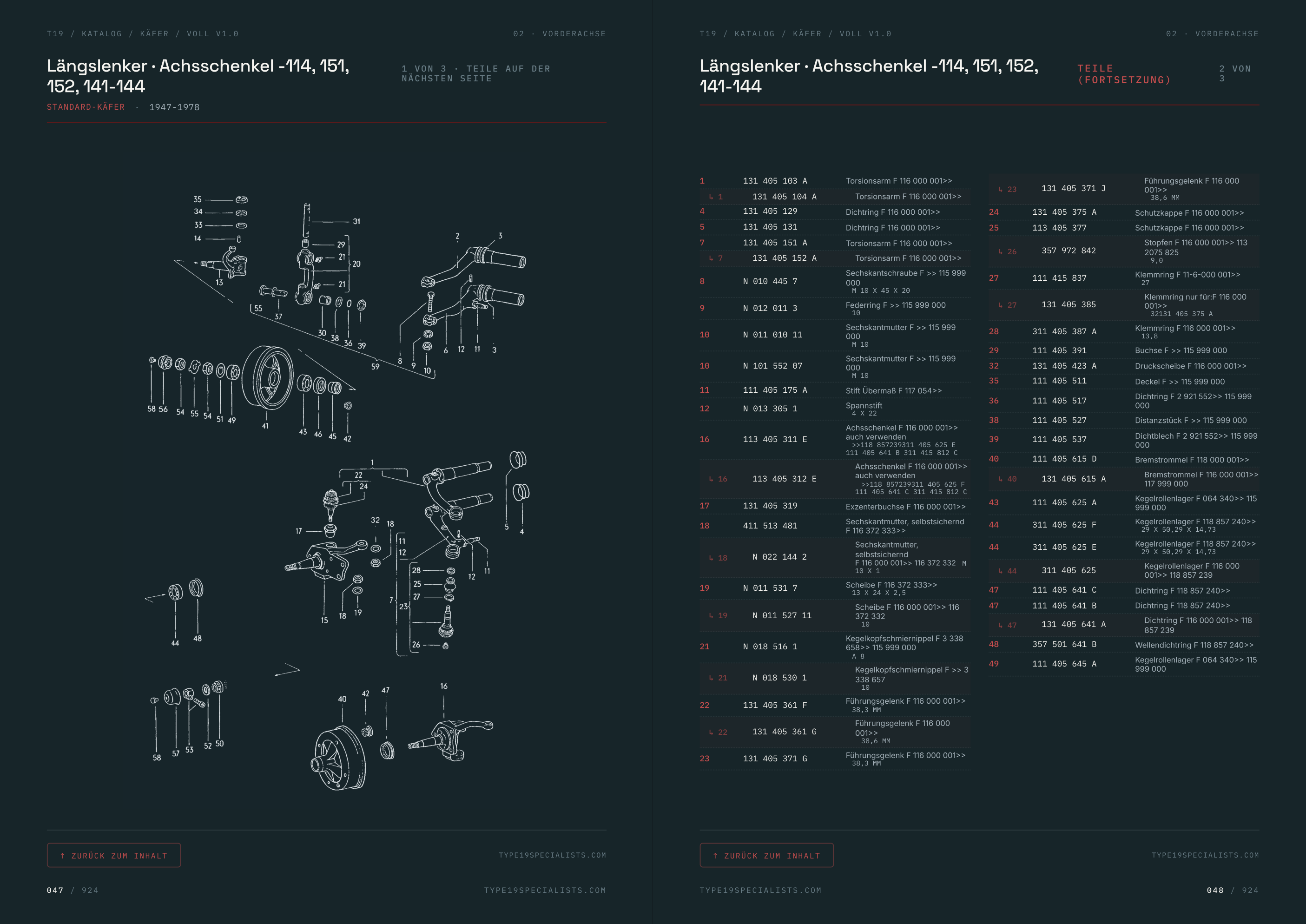 VW Käfer Master-Teilekatalog — Titelseite — 1