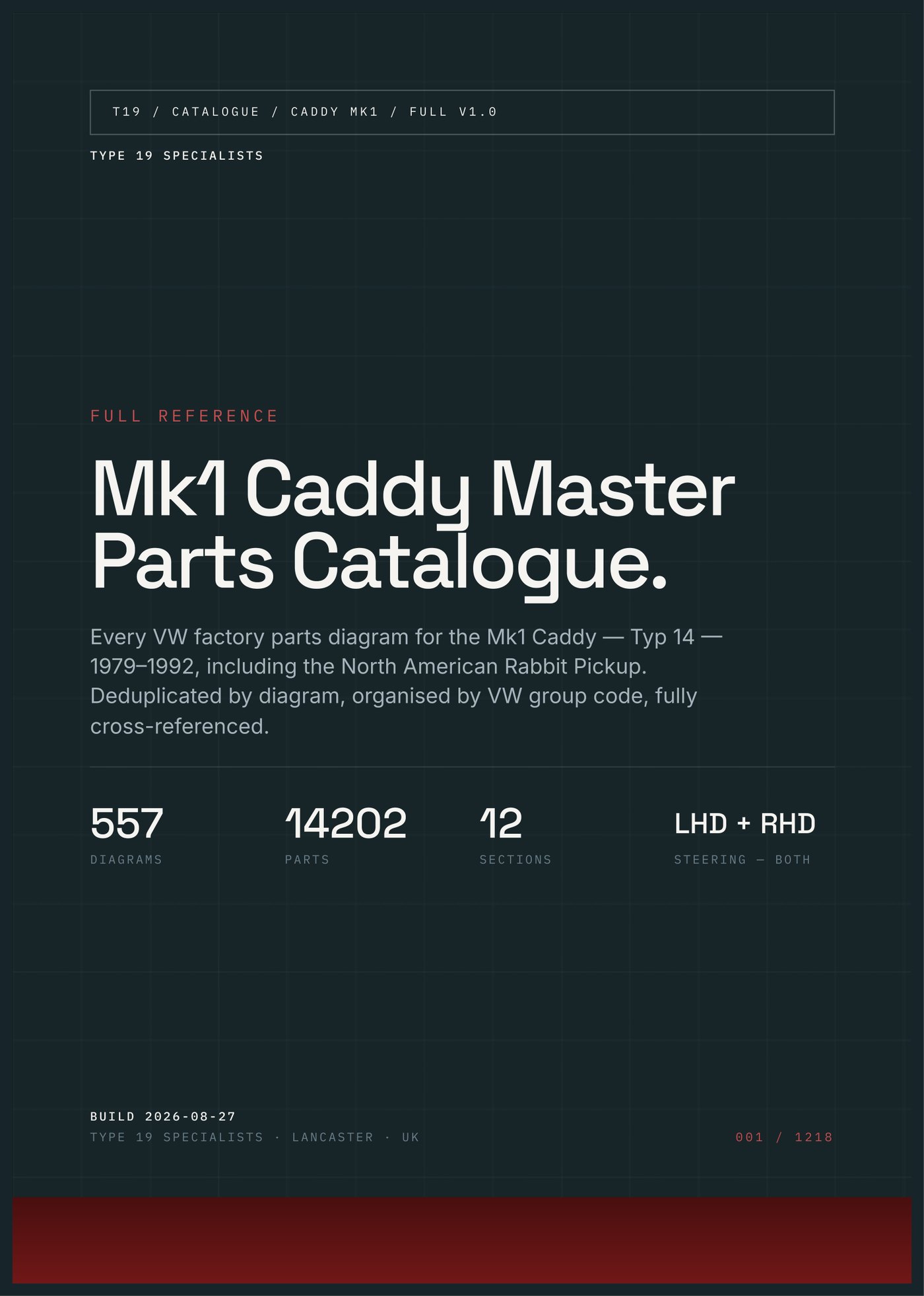 Mk1 Caddy Master Parts Catalogue — front cover