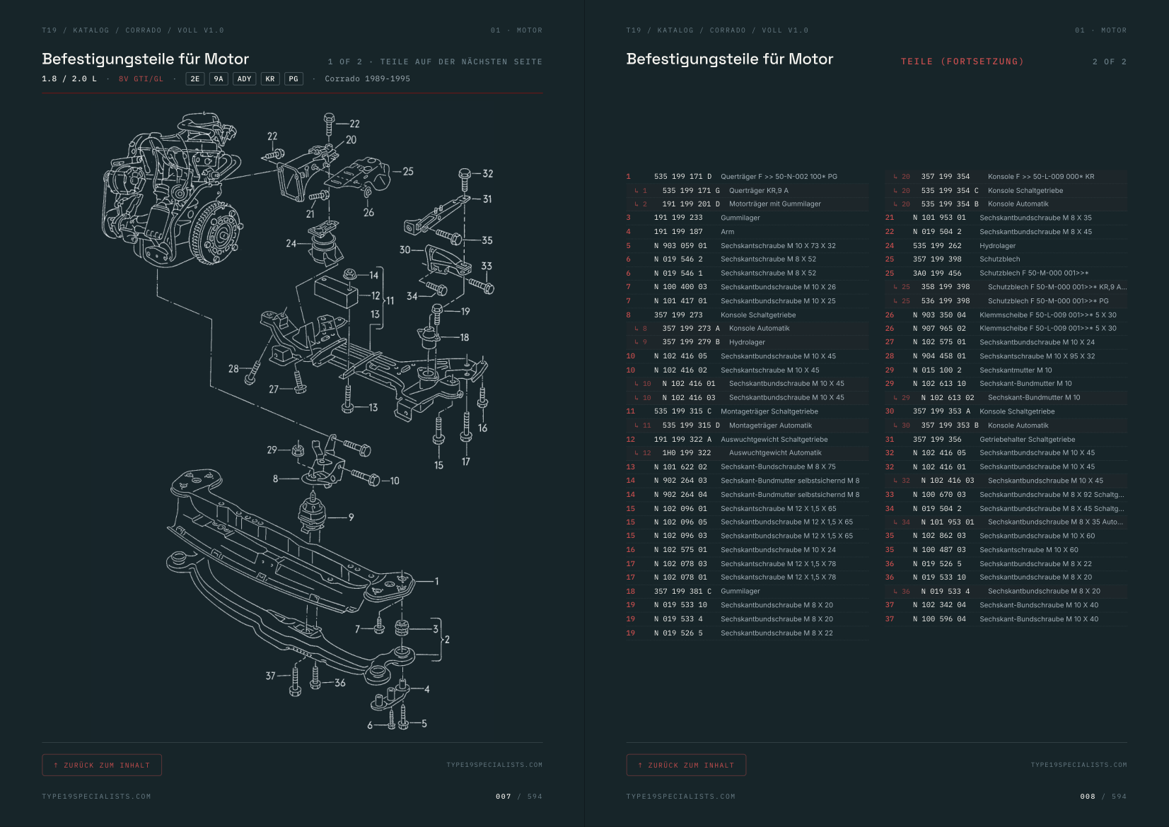 Corrado Master-Teilekatalog — Doppelseite innen