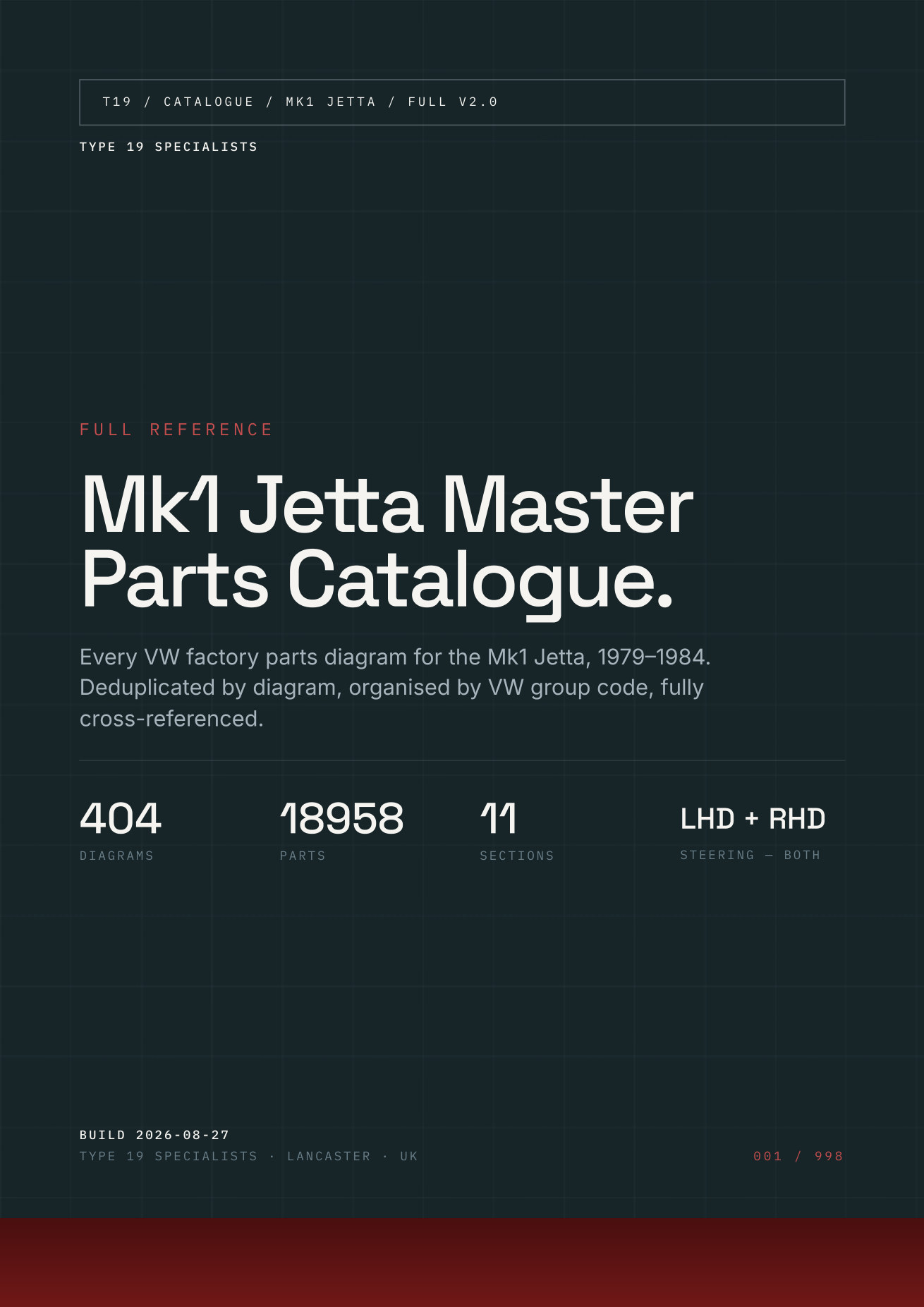 Mk1 Jetta Master Parts Catalogue — front cover