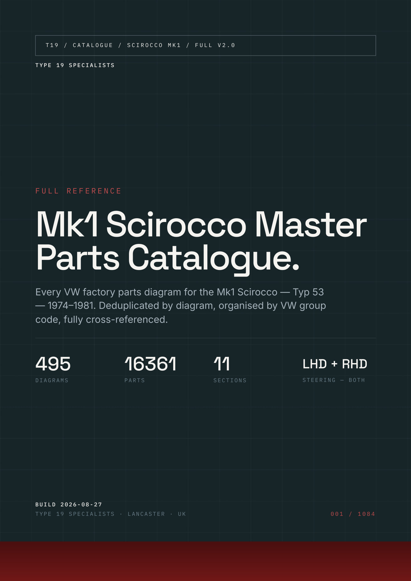 Mk1 Scirocco Master Parts Catalogue — front cover