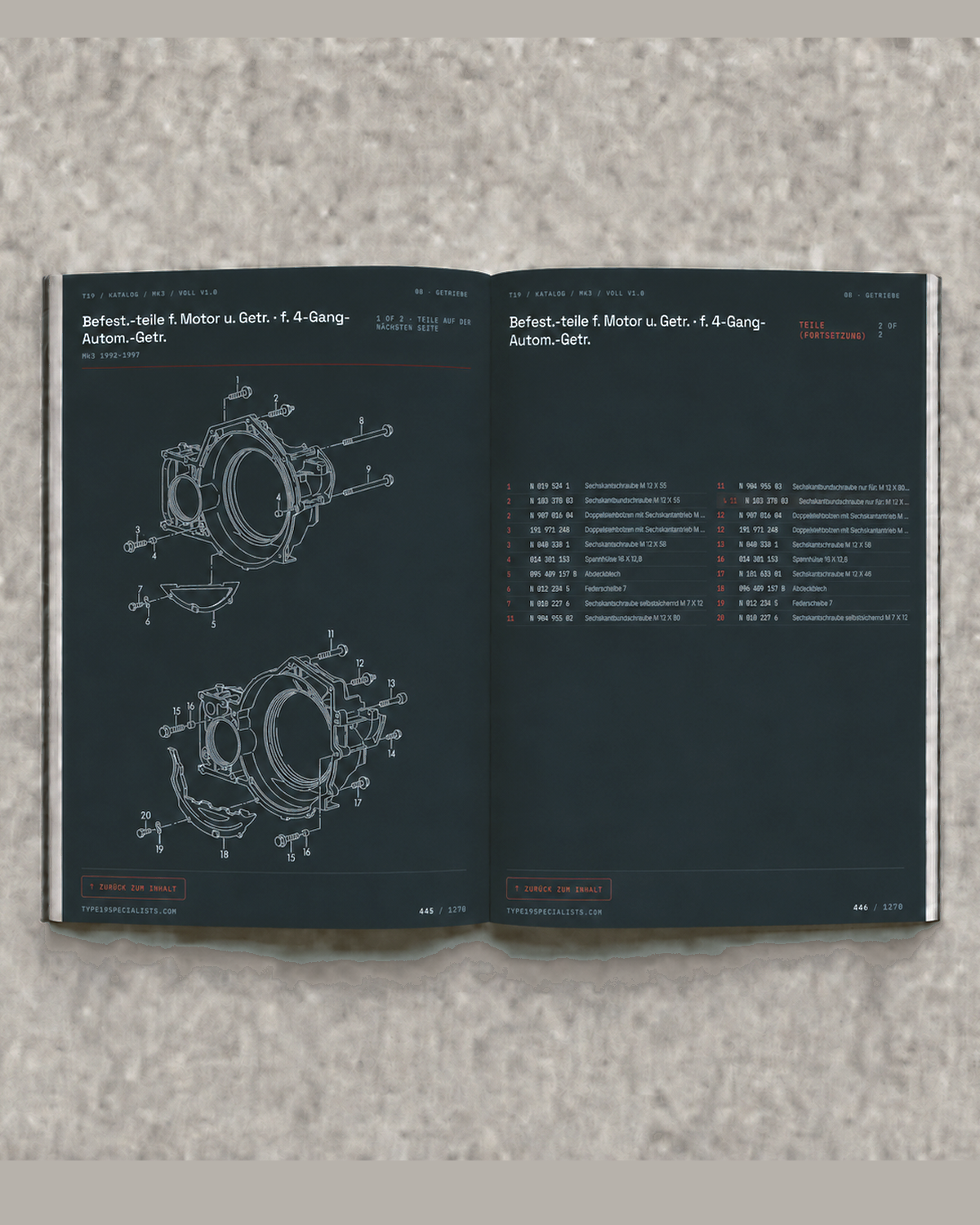 Mk3 Golf Master-Teilekatalog — Titelseite — Innenansicht Doppelseite 1