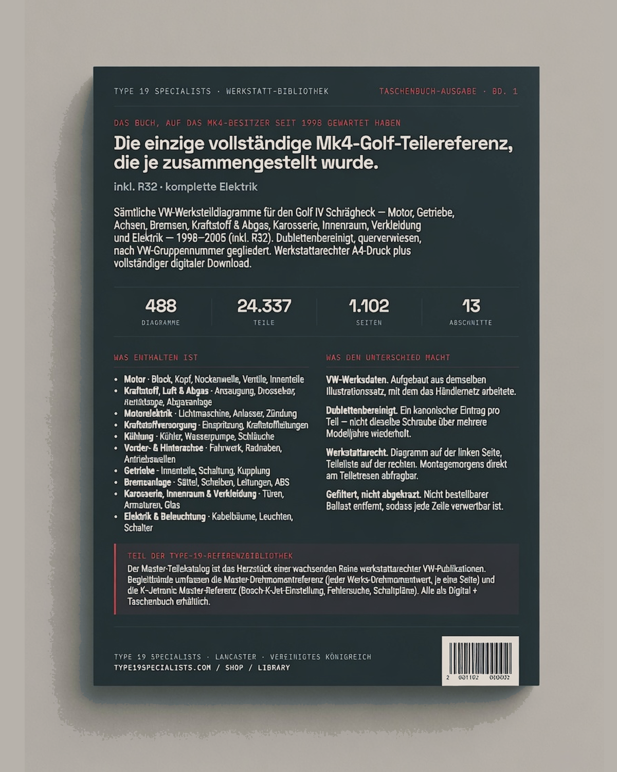 Mk4 Golf Master-Teilekatalog — Titelseite — Rückseite