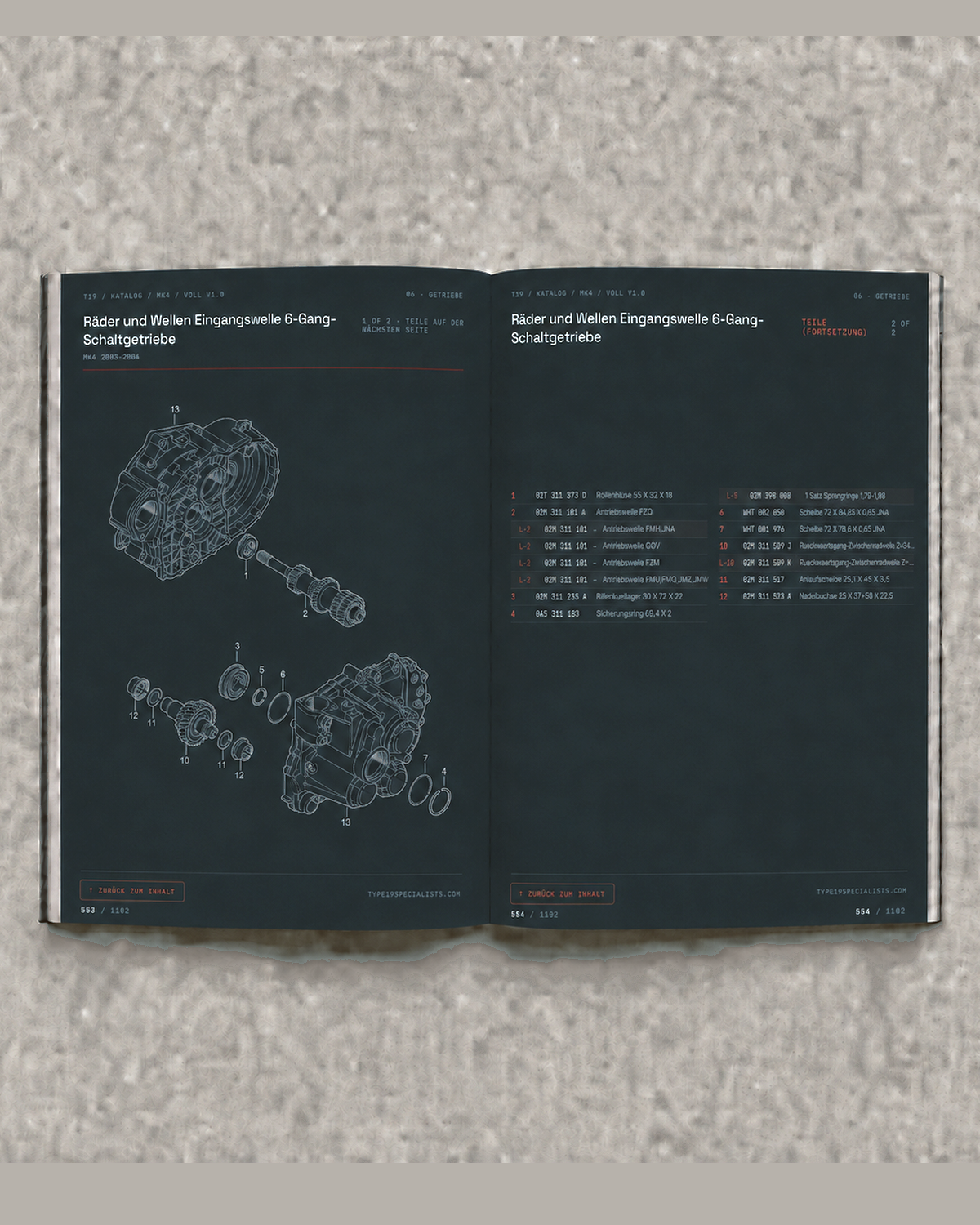 Mk4 Golf Master-Teilekatalog — Titelseite — Innenansicht Doppelseite 2