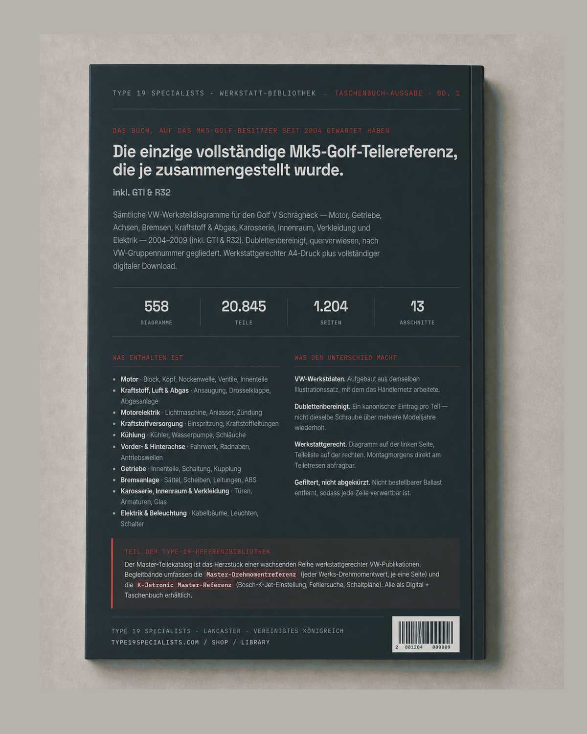 Mk5 Golf Master-Teilekatalog — Titelseite — Rückseite