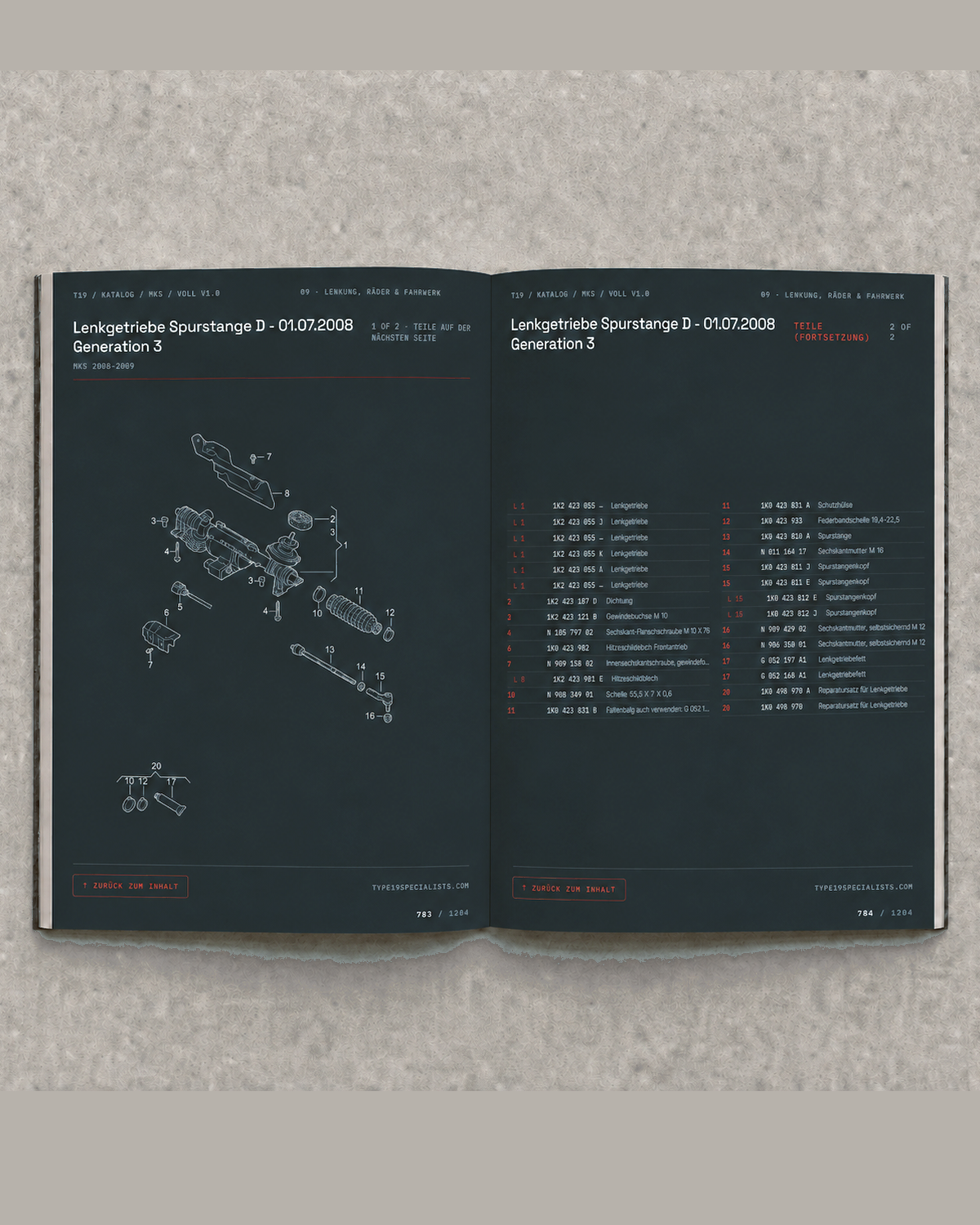 Mk5 Golf Master-Teilekatalog — Titelseite — Innenansicht Doppelseite 2