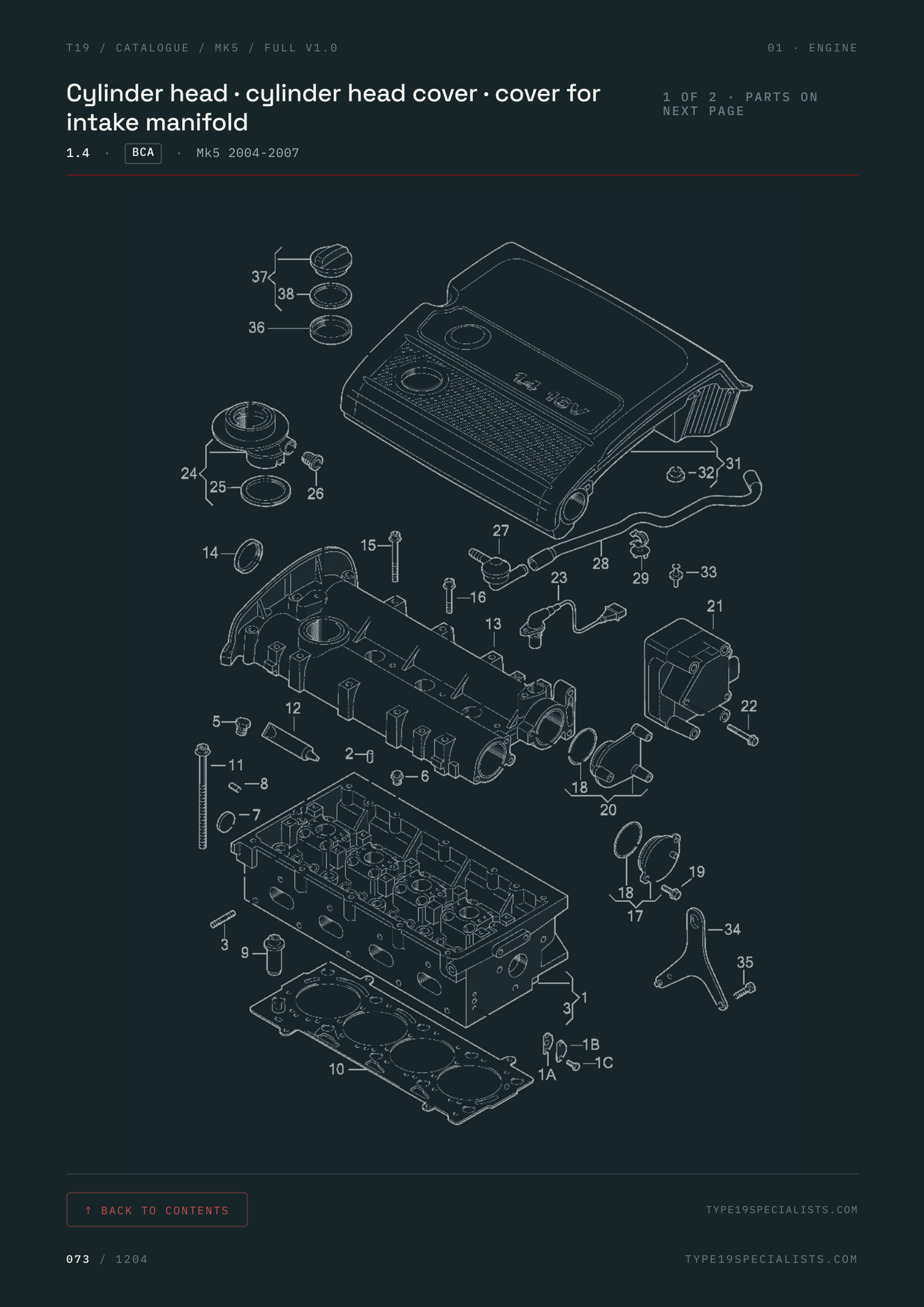 Mk5 Golf Master Parts Catalogue — factory exploded diagram with callout numbers