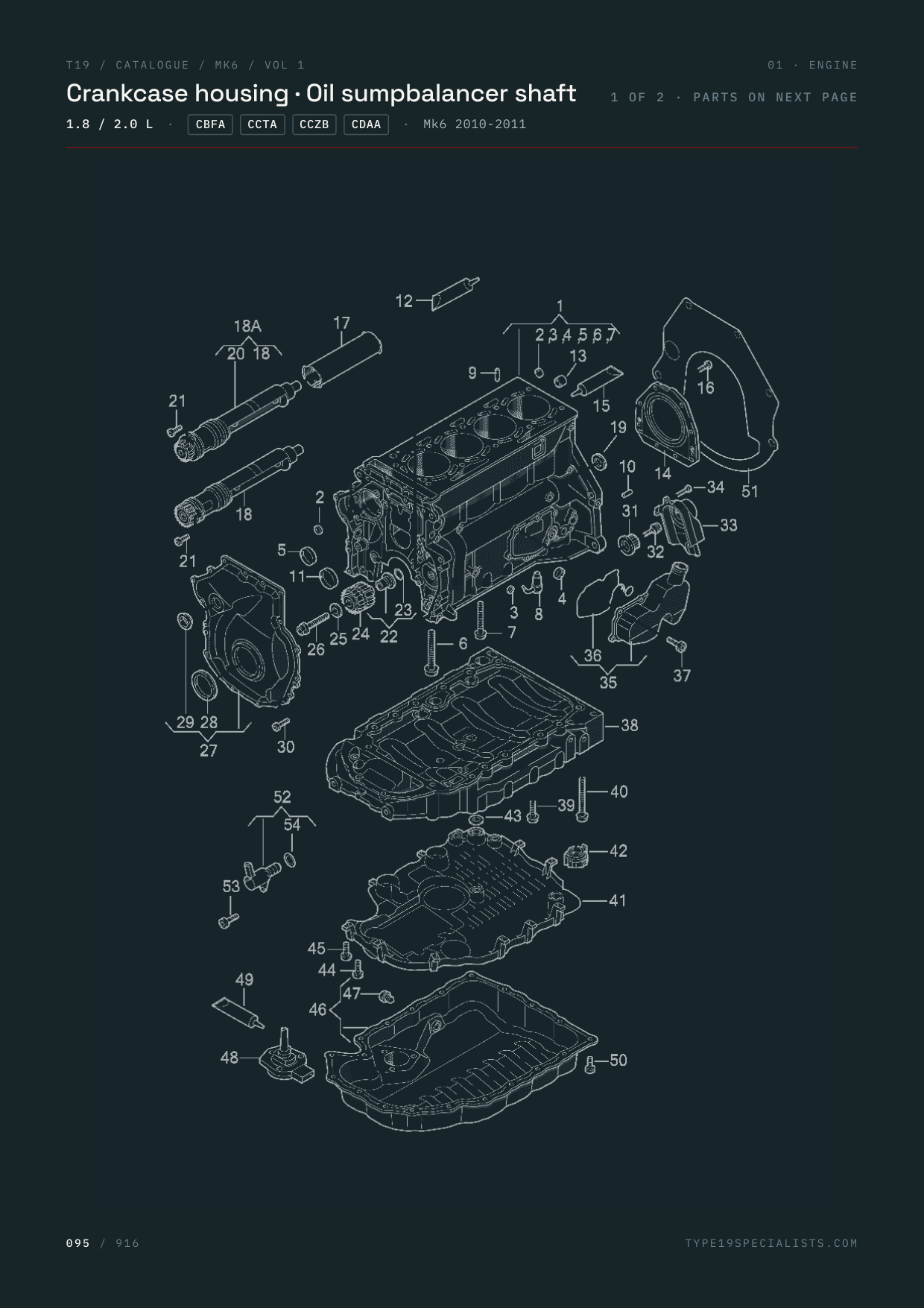 Mk6 Golf Master Parts Catalogue Vol 1 Engine & Mechanical — sample page 1