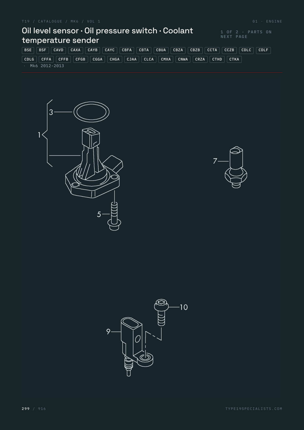 Mk6 Golf Master Parts Catalogue Vol 1 Engine & Mechanical — sample page 3