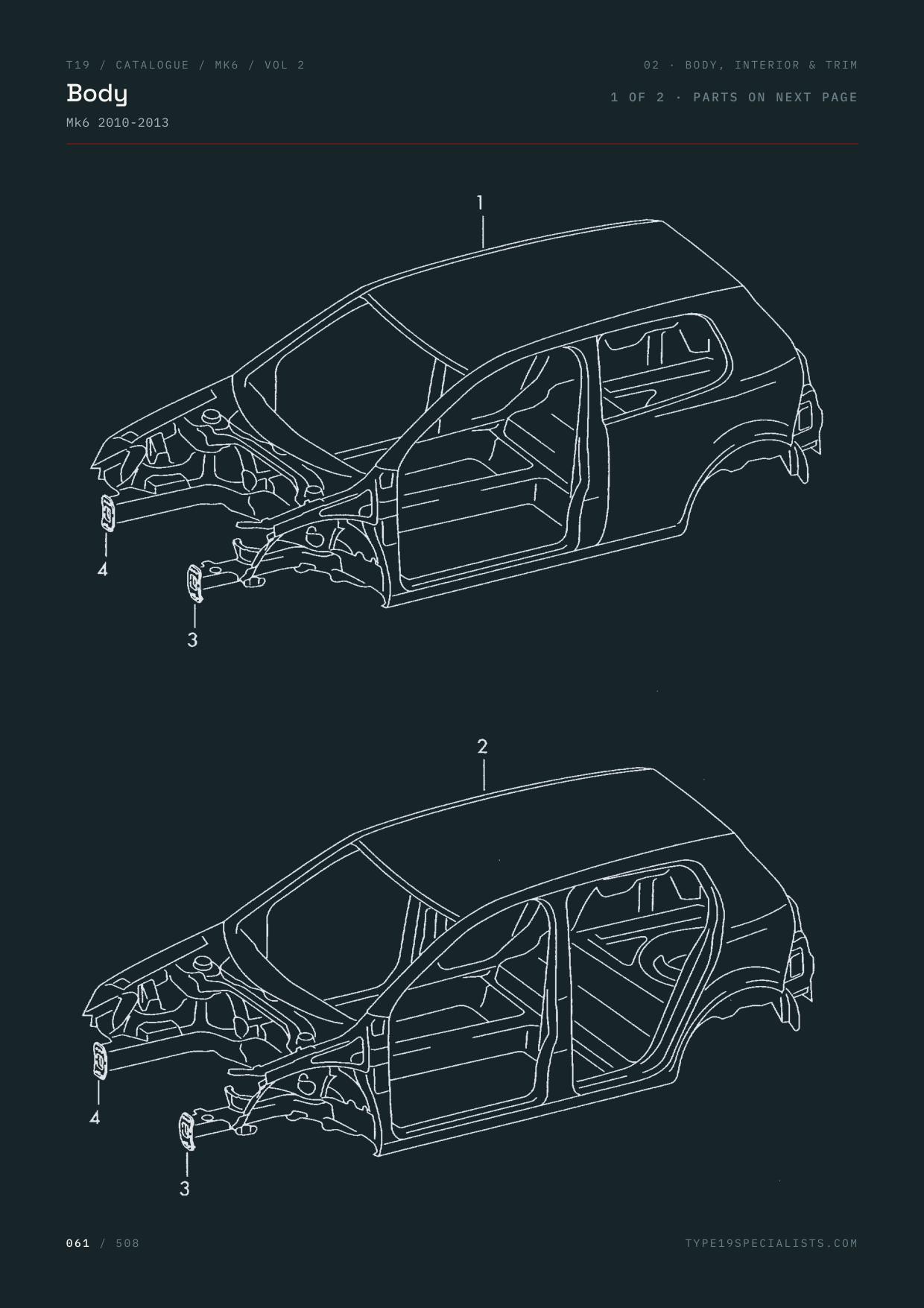 Mk6 Golf Master Parts Catalogue Vol 2 Body, Interior & Electrical — sample page 5