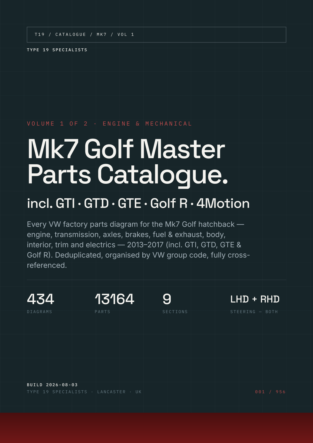 Mk7 Golf Master Parts Catalogue — Vol 1 — cover