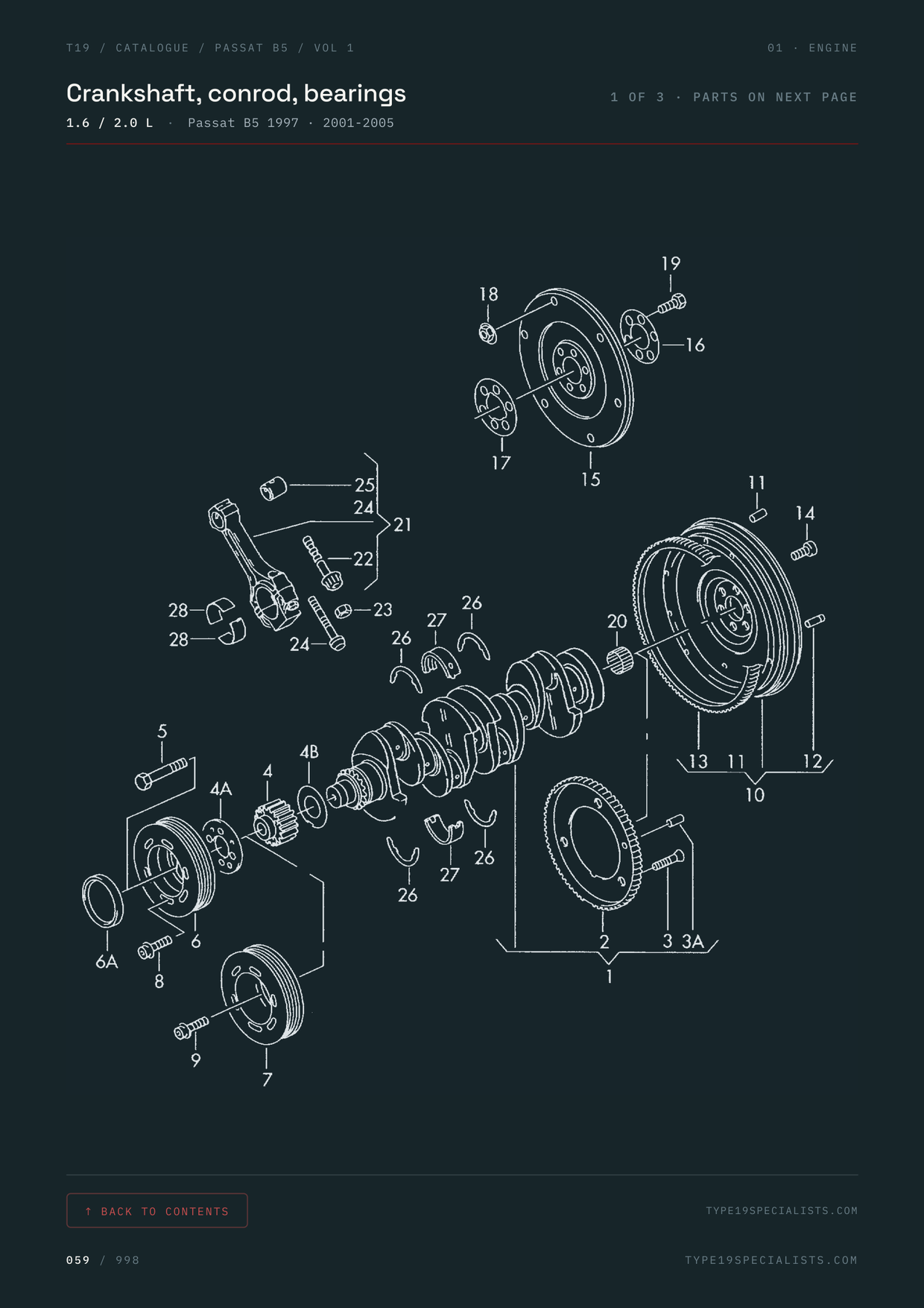 VW Passat B5 Vol 1 Master Parts Catalogue — factory exploded diagram with callout numbers