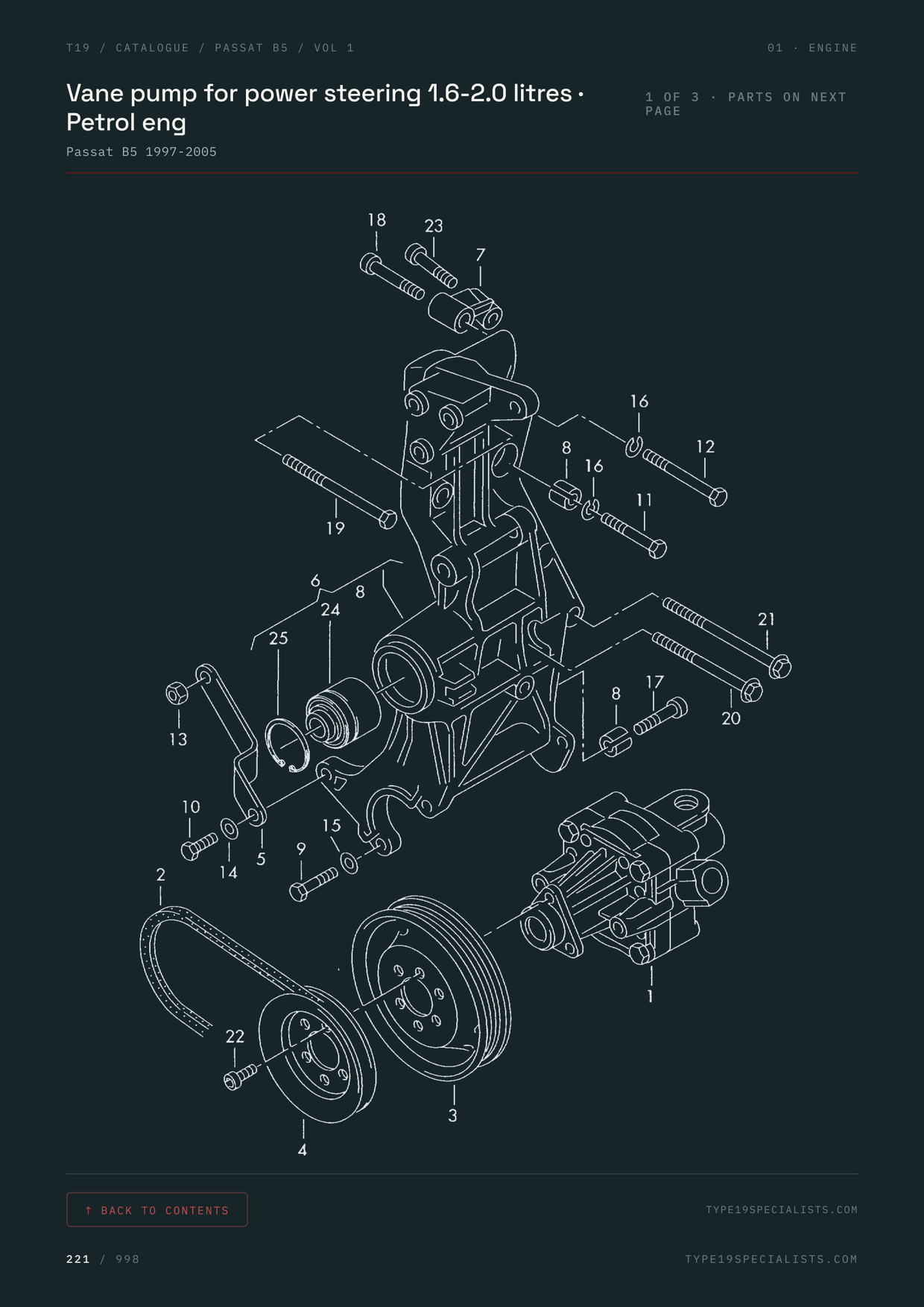 VW Passat B5 Vol 1 Master Parts Catalogue — factory exploded diagram with OEM part numbers