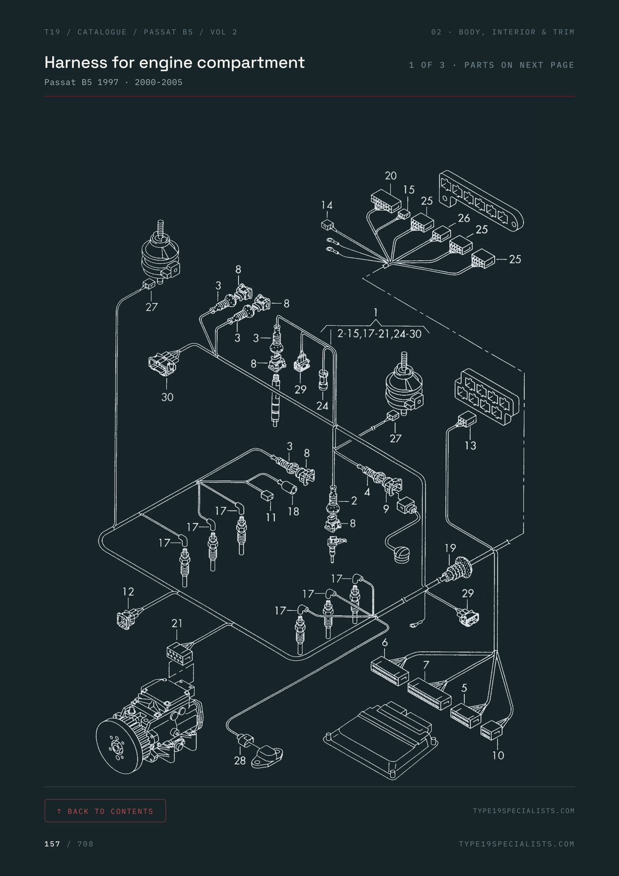 VW Passat B5 Vol 2 Master Parts Catalogue — factory exploded diagram with OEM part numbers