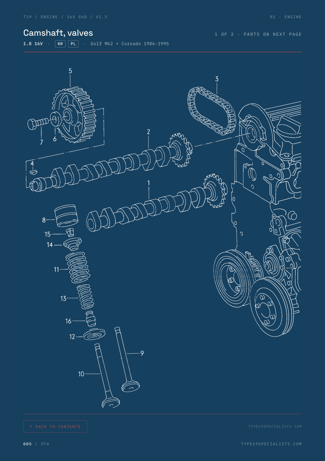 Master Engine Reference — 16V G60 — factory parts diagram