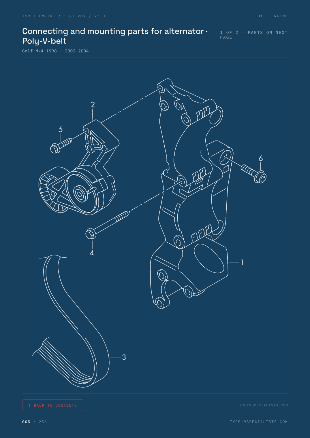 Master Engine Reference — 1.8T 20V — factory parts diagram