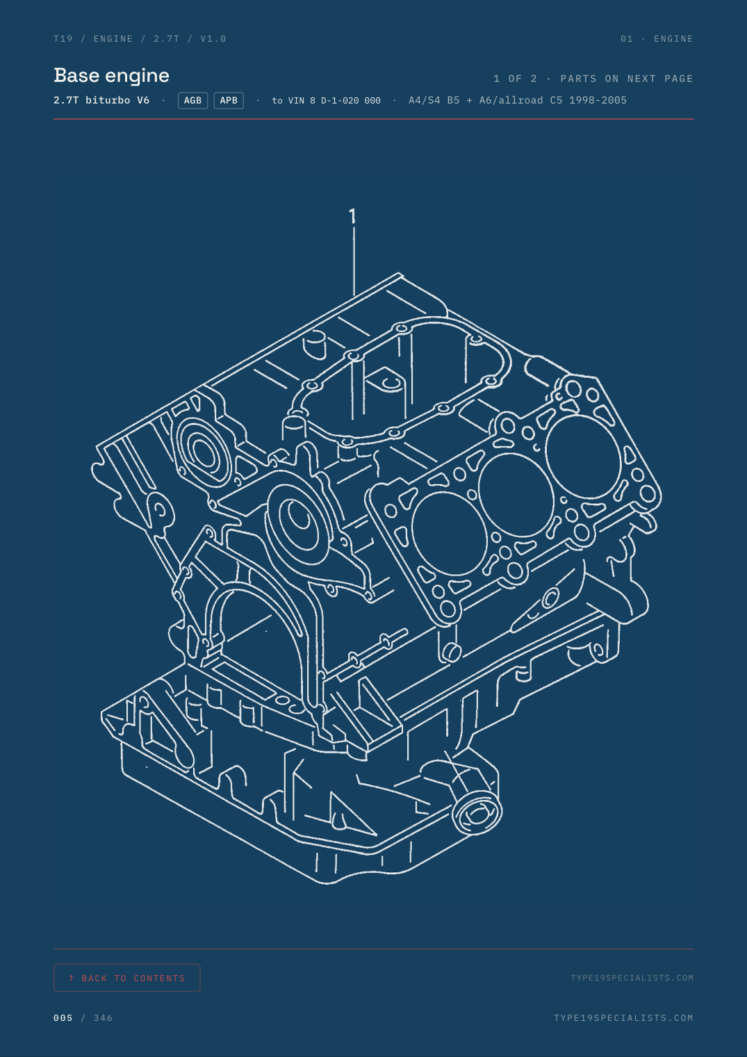 Master Engine Reference — 2.7T Biturbo V6 — factory parts diagram