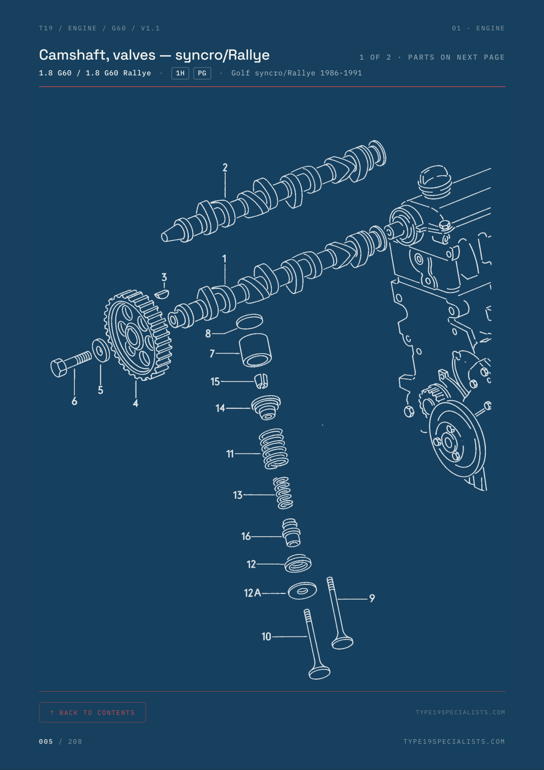 Master Engine Reference — G60 — factory parts diagram