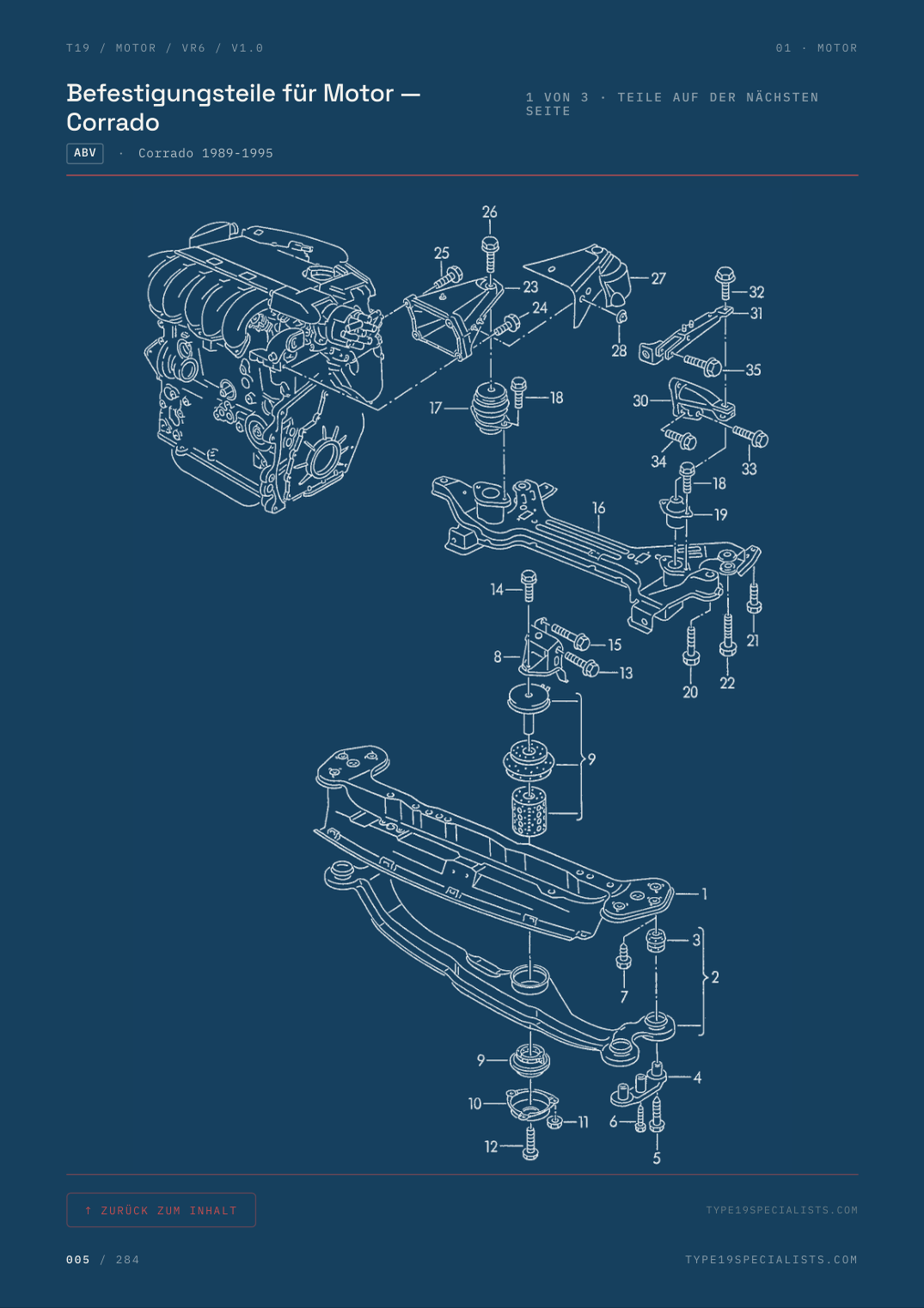 Master-Motor-Referenz — VR6 12V — Werks-Teilediagramm