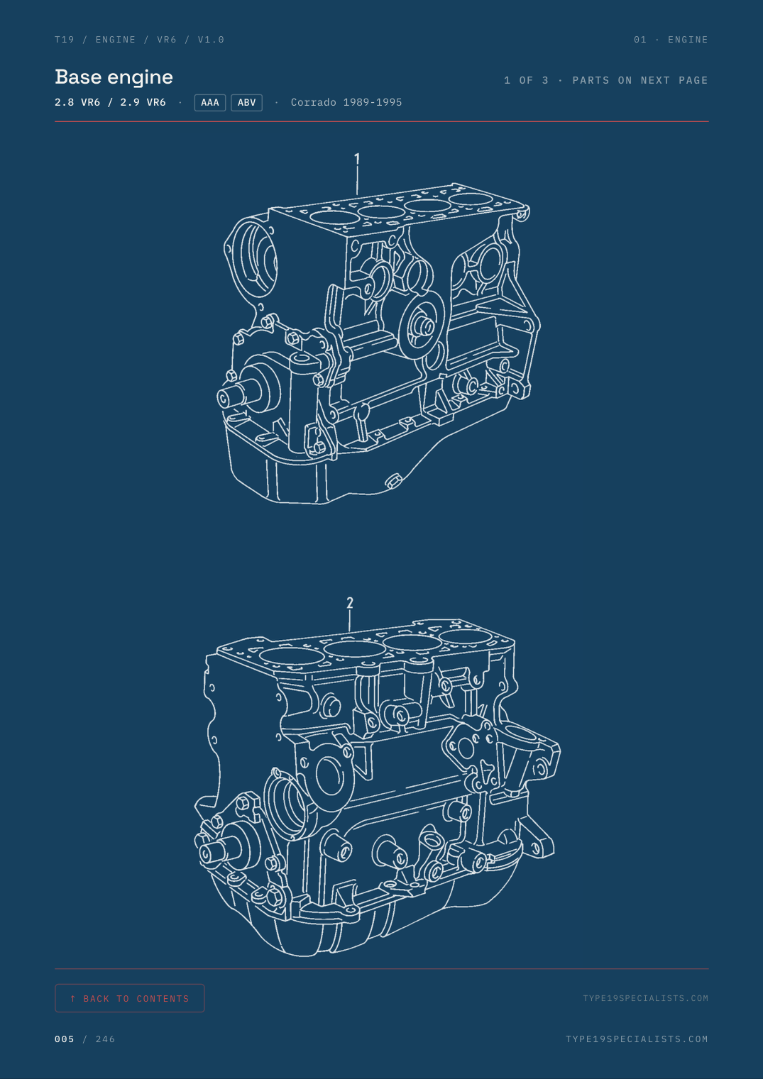 Master Engine Reference — VR6 12V — factory parts diagram