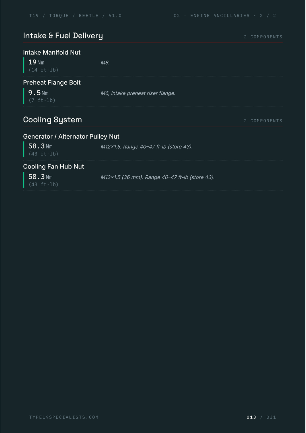 VW Beetle Master Torque Reference — sample page 4